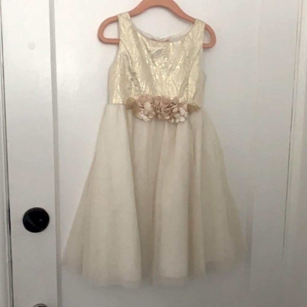 Sweet Heart Rose kids Child’s gold Dress sz 6